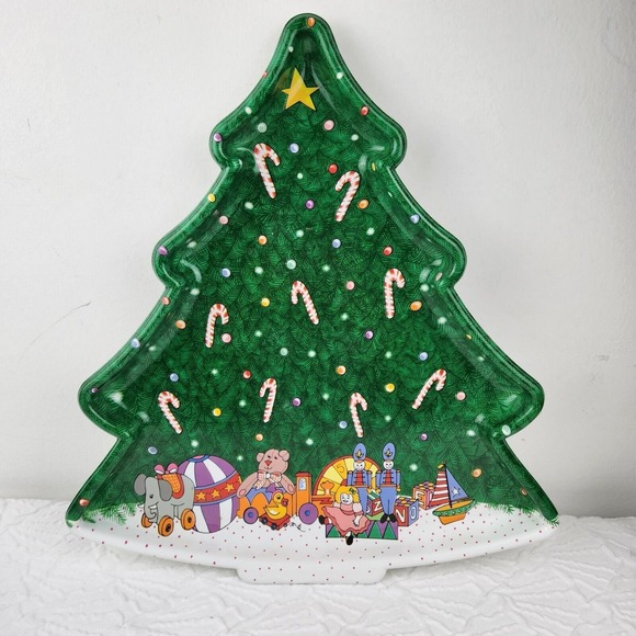 Christmas Tree Cookie Tray Recyclable Plastic 15" Made In USA Vintage - Picture 1 of 11